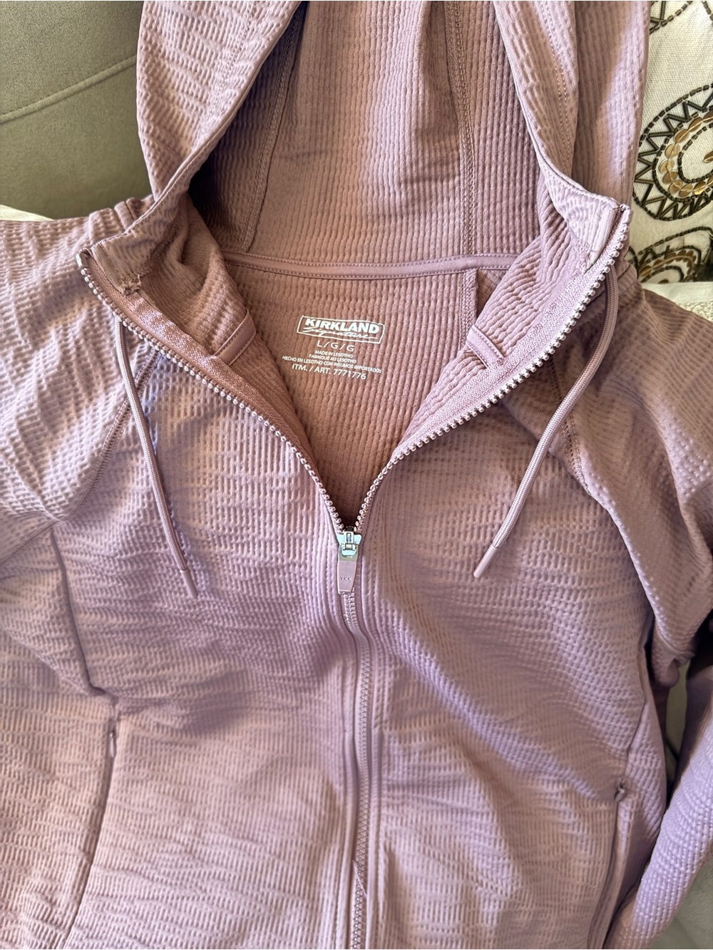 Kirkland Signature Dusty Mauve Hooded Zip Bomber Jacket